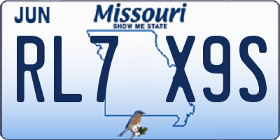MO license plate RL7X9S
