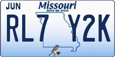 MO license plate RL7Y2K