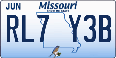 MO license plate RL7Y3B