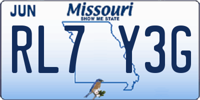 MO license plate RL7Y3G
