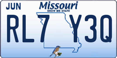 MO license plate RL7Y3Q