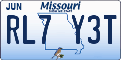 MO license plate RL7Y3T