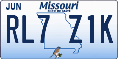 MO license plate RL7Z1K