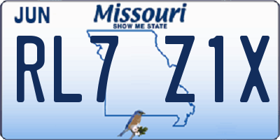 MO license plate RL7Z1X