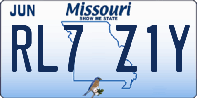 MO license plate RL7Z1Y
