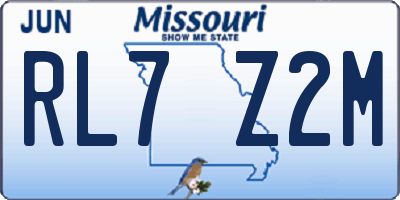 MO license plate RL7Z2M