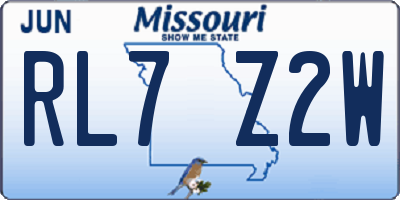 MO license plate RL7Z2W