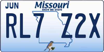 MO license plate RL7Z2X