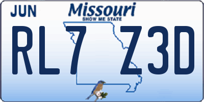 MO license plate RL7Z3D