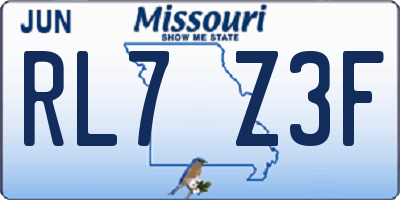 MO license plate RL7Z3F