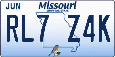 MO license plate RL7Z4K
