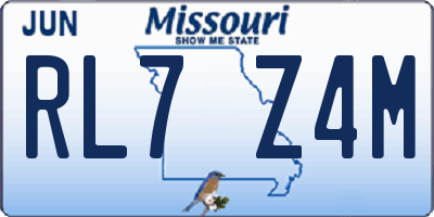 MO license plate RL7Z4M