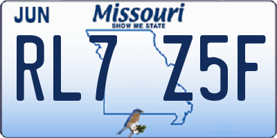 MO license plate RL7Z5F