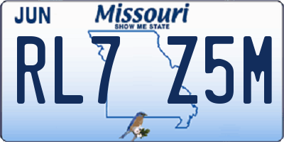 MO license plate RL7Z5M
