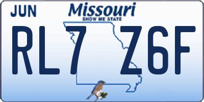 MO license plate RL7Z6F