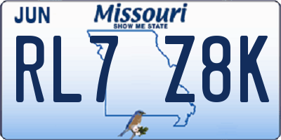 MO license plate RL7Z8K