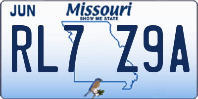 MO license plate RL7Z9A