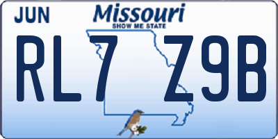 MO license plate RL7Z9B