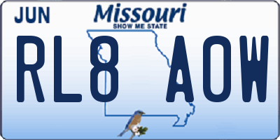 MO license plate RL8A0W