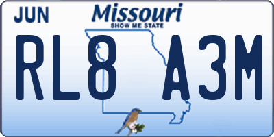 MO license plate RL8A3M