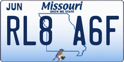 MO license plate RL8A6F