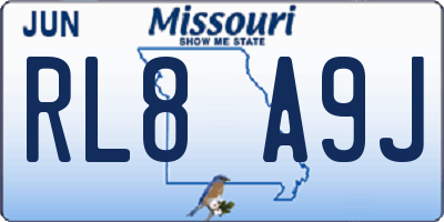 MO license plate RL8A9J