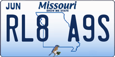 MO license plate RL8A9S