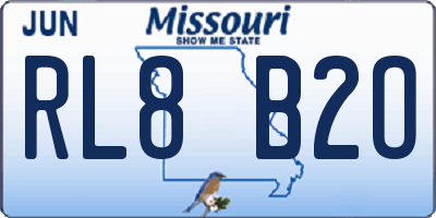 MO license plate RL8B2O