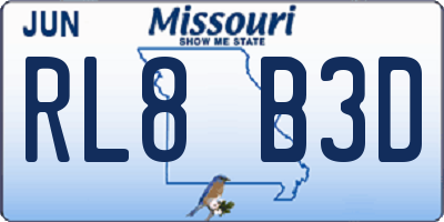 MO license plate RL8B3D