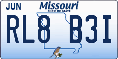 MO license plate RL8B3I