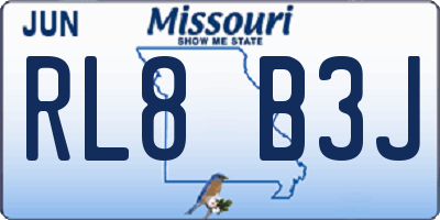 MO license plate RL8B3J
