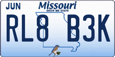 MO license plate RL8B3K