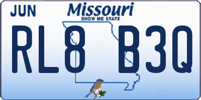 MO license plate RL8B3Q
