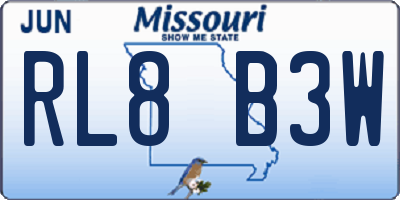 MO license plate RL8B3W