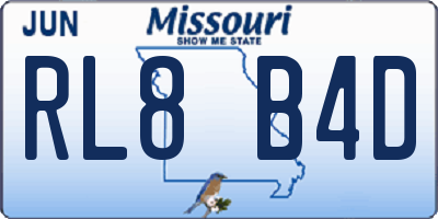 MO license plate RL8B4D