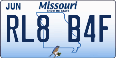 MO license plate RL8B4F