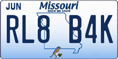 MO license plate RL8B4K