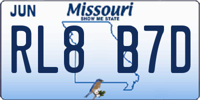 MO license plate RL8B7D