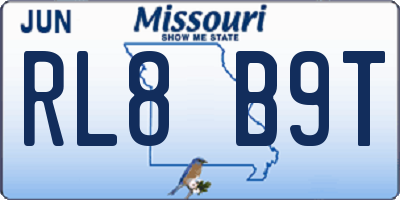 MO license plate RL8B9T