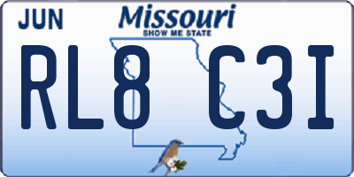 MO license plate RL8C3I
