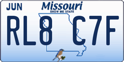 MO license plate RL8C7F