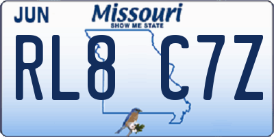 MO license plate RL8C7Z