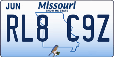 MO license plate RL8C9Z
