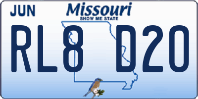MO license plate RL8D2O