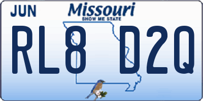 MO license plate RL8D2Q