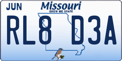 MO license plate RL8D3A