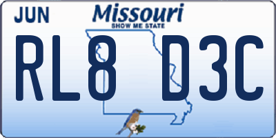 MO license plate RL8D3C