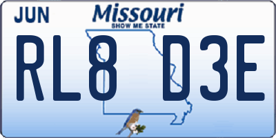 MO license plate RL8D3E
