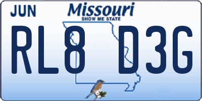 MO license plate RL8D3G
