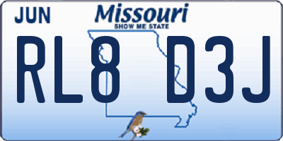 MO license plate RL8D3J